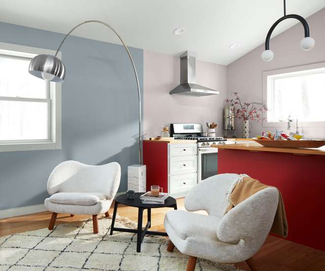 small open space kitchen and living room 